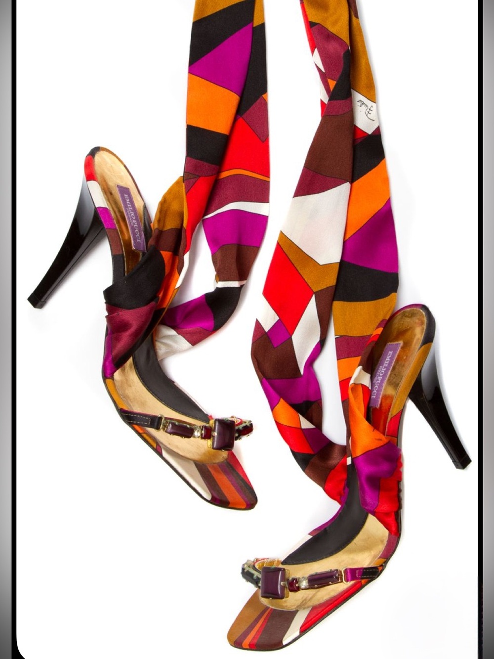 Emilio Pucci Scarf Multicolor Heels